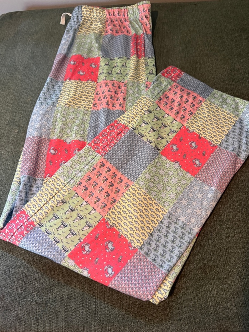 Vineyard Vines Coral, Green & Blue Patchwork Lounge Pants